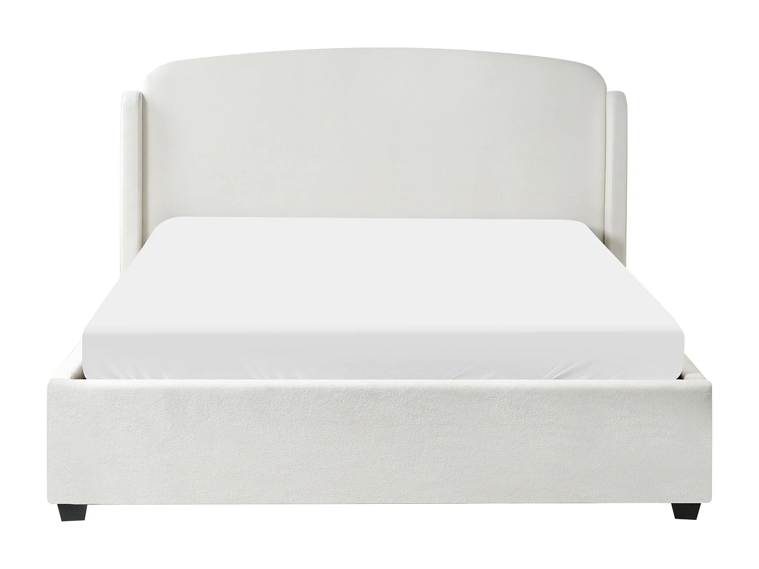 Lit ottoman Tissu BERNAY 160 x 200 cm Blanc cassé