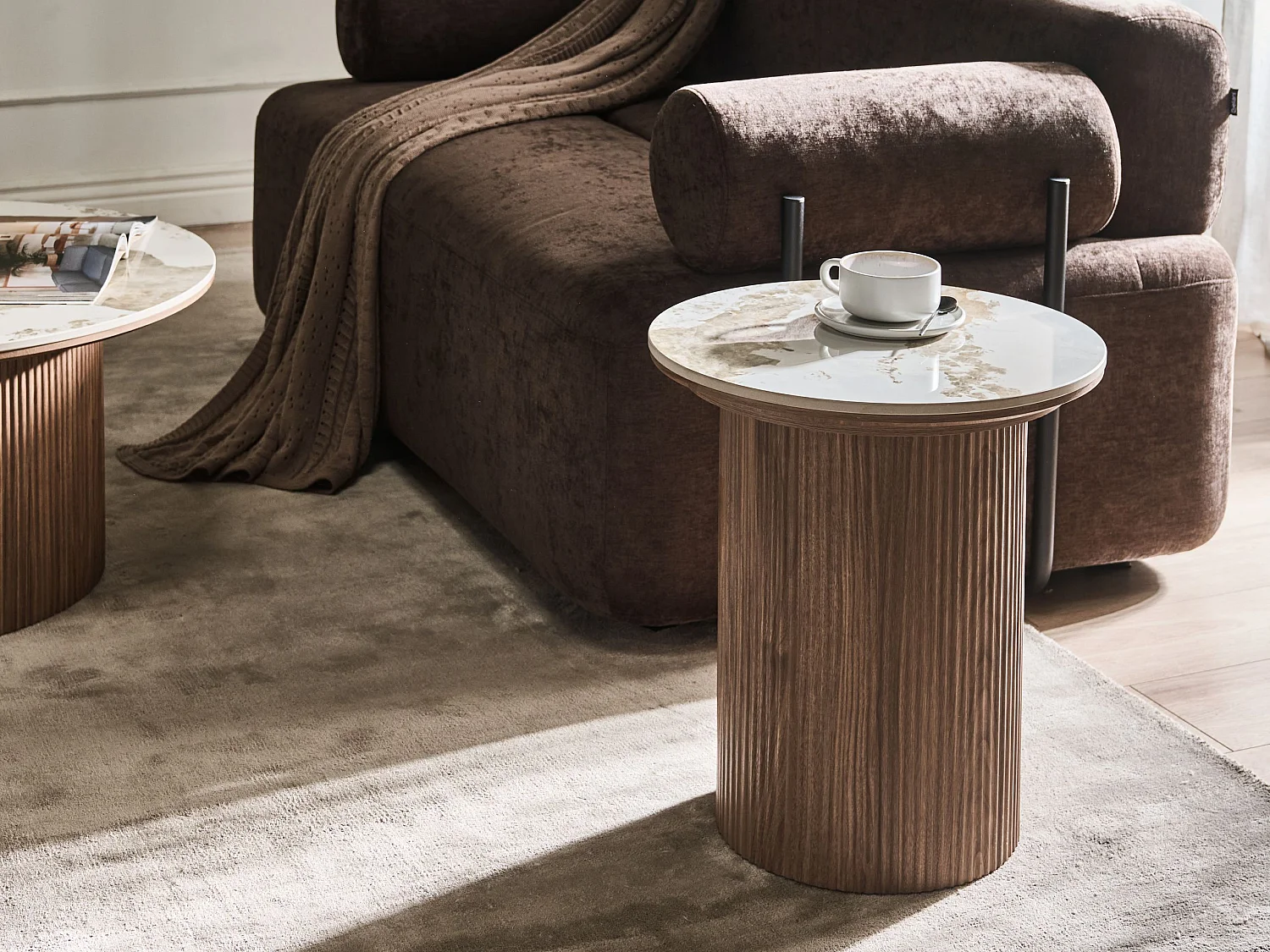 Table d'appoint DORA Céramique Marron