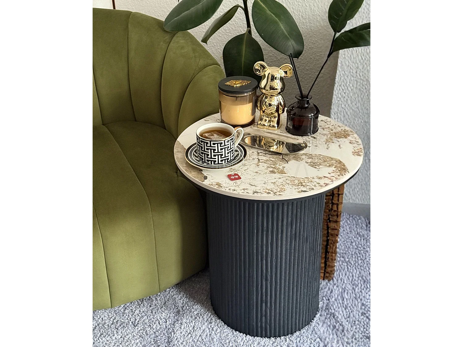 Table d'appoint DORA Céramique Noir