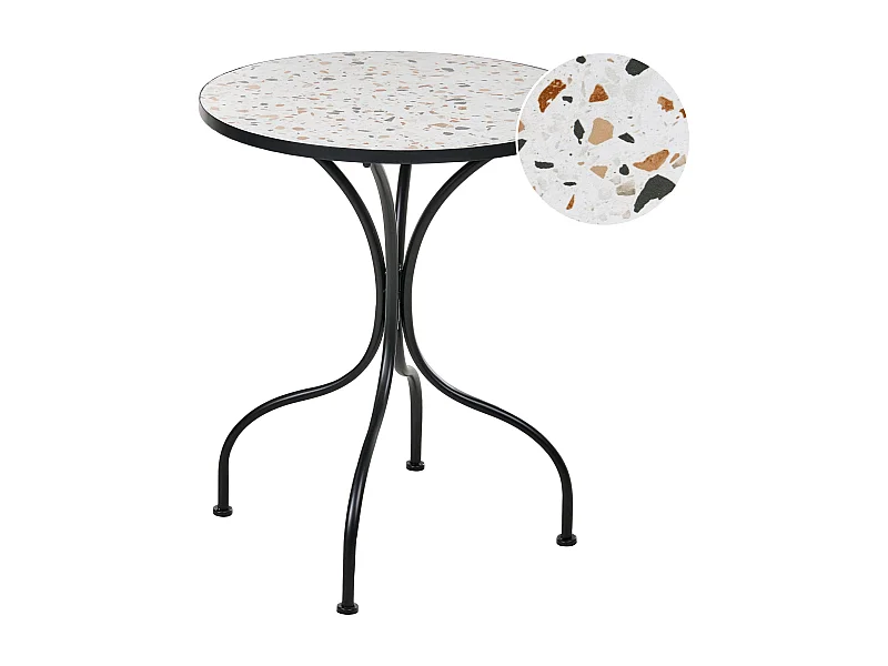 Table bistrot ARTENA 60 cm 60 cm Effet terrasse Métal Noir