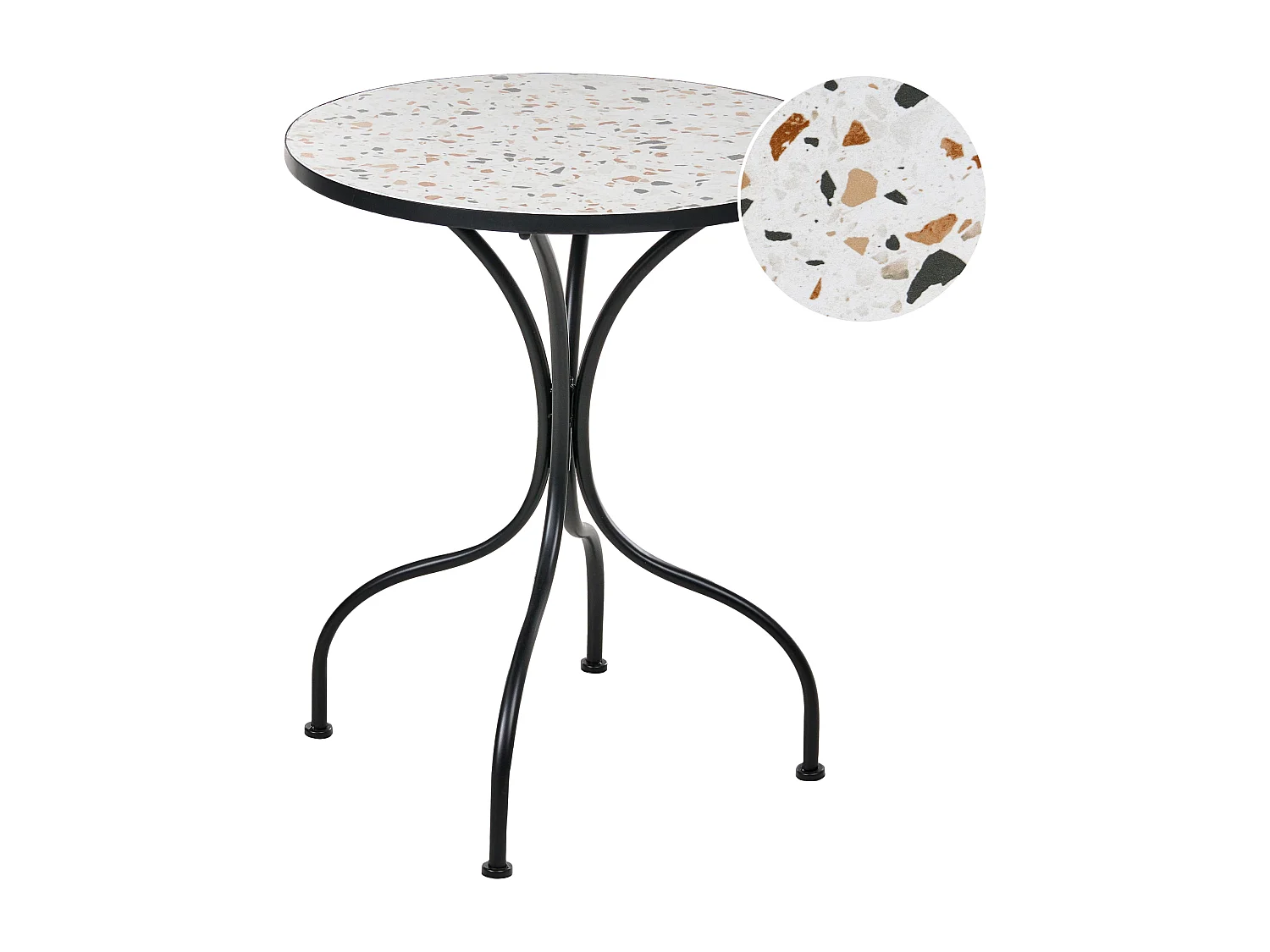 Table bistrot ARTENA 60 cm 60 cm Effet terrasse Métal Noir