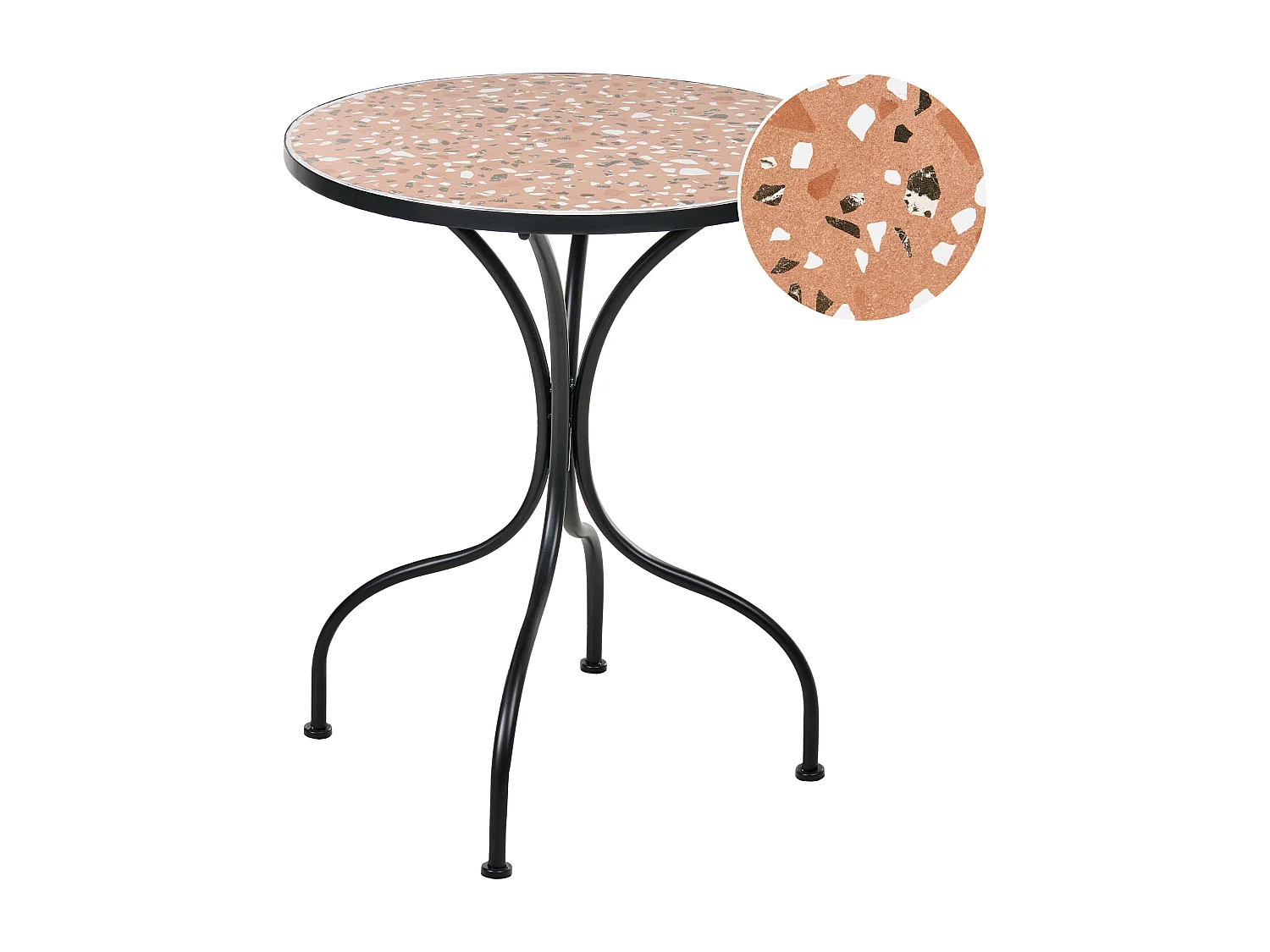 Table bistrot ADRANO 60 cm 60 cm Effet terrasse Métal Noir