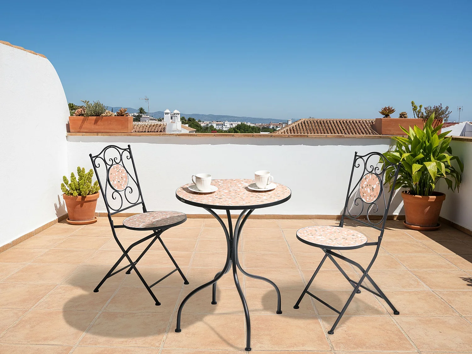 Table bistrot ADRANO 60 cm 60 cm Effet terrasse Métal Noir