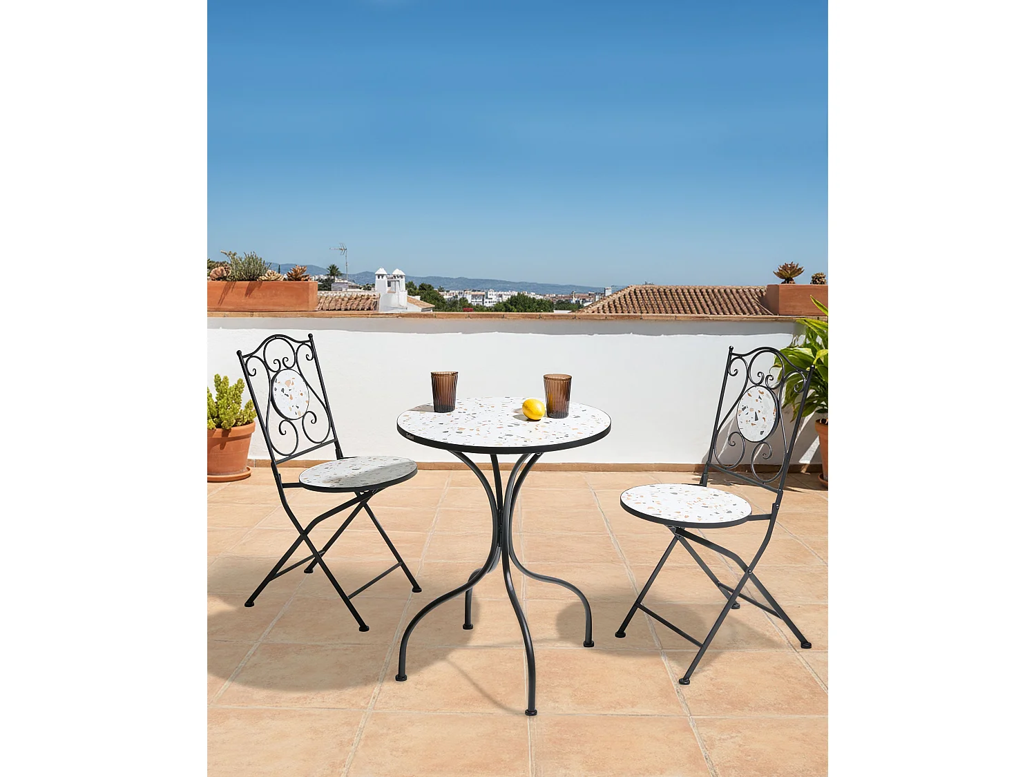 Lot de 2 chaises de jardin ARTENA Pliant Métal Noir