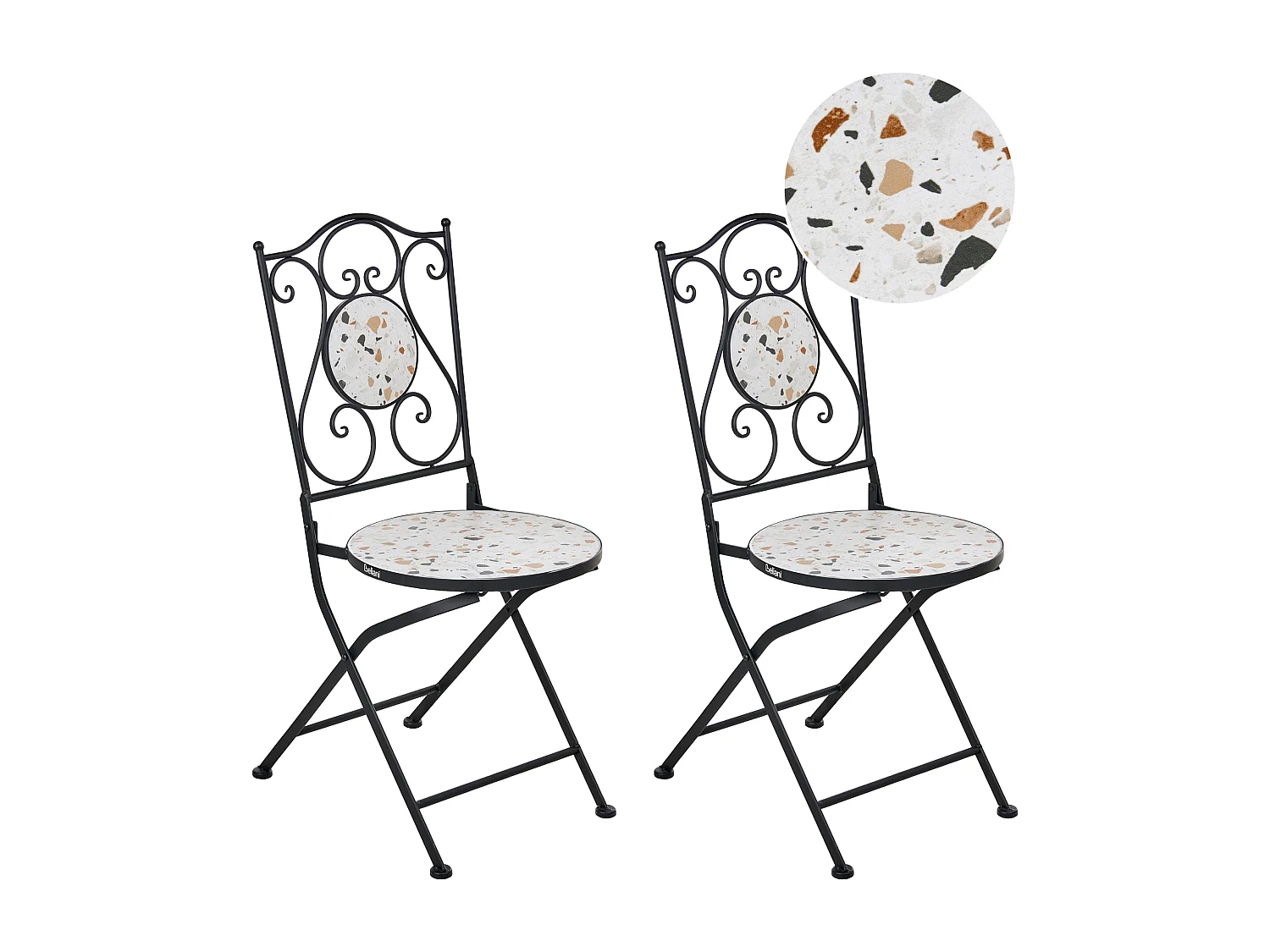 Lot de 2 chaises de jardin ARTENA Pliant Métal Noir