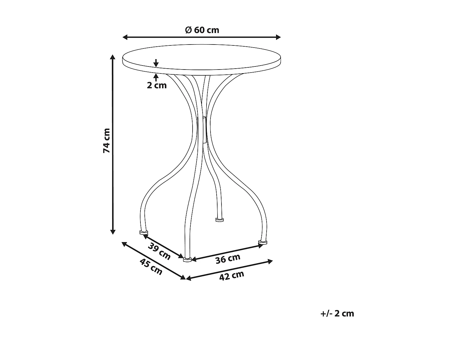 Table bistrot AGGIUS 60 cm 60 cm Métal Noir