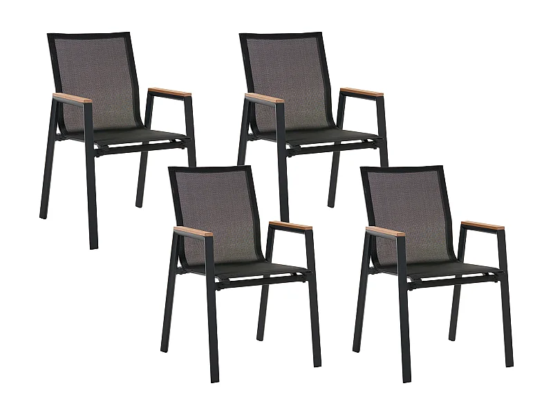 Lot de 4 chaises de jardin TIANO Métal Noir