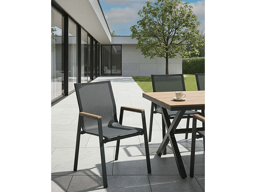 Lot de 4 chaises de jardin TIANO Métal Noir