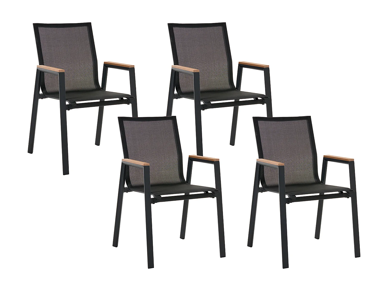 Lot de 4 chaises de jardin TIANO Métal Noir