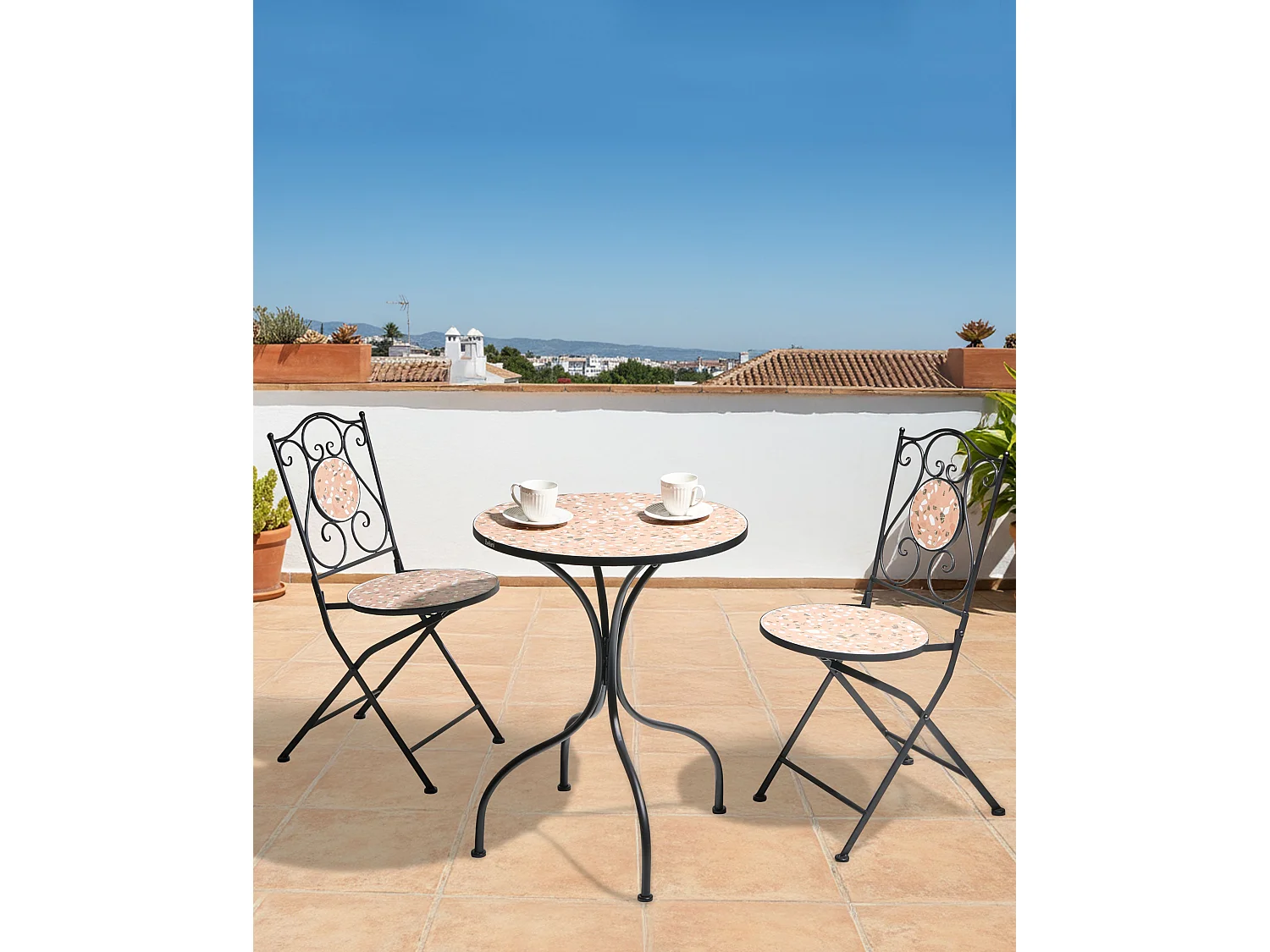 Lot de 2 chaises de jardin ADRANO Pliant Métal Noir