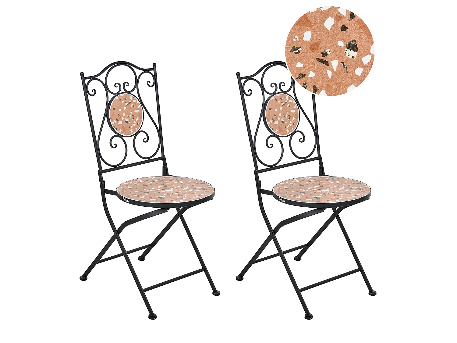 Lot de 2 chaises de jardin ADRANO Pliant Métal Noir