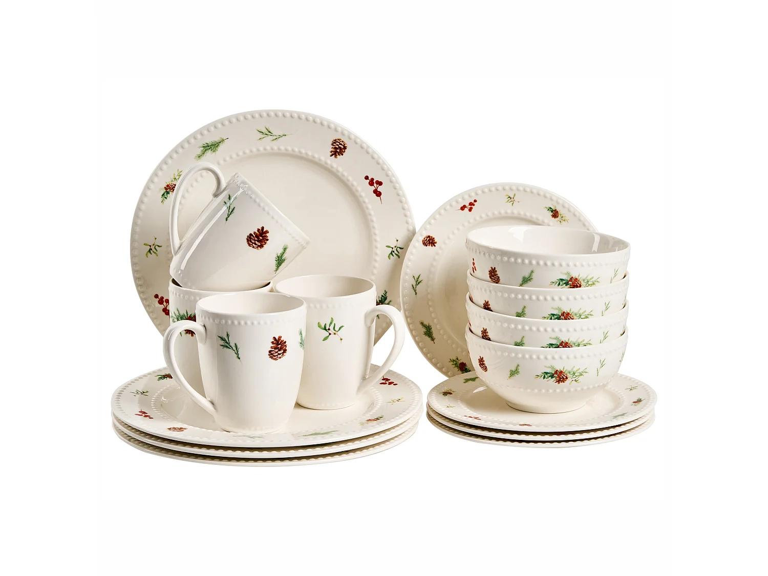 Set de 16 couverts de table MARJORAM Porcelaine Blanc