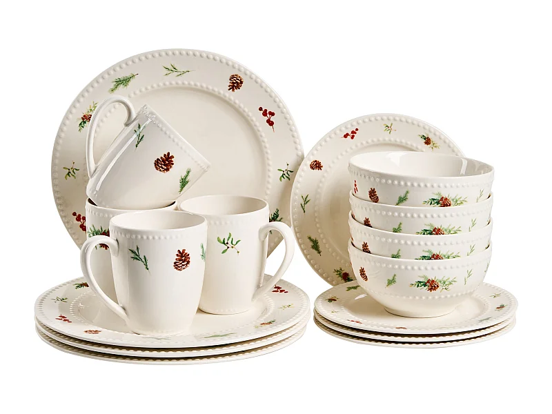 Set de 16 couverts de table MARJORAM Porcelaine Blanc