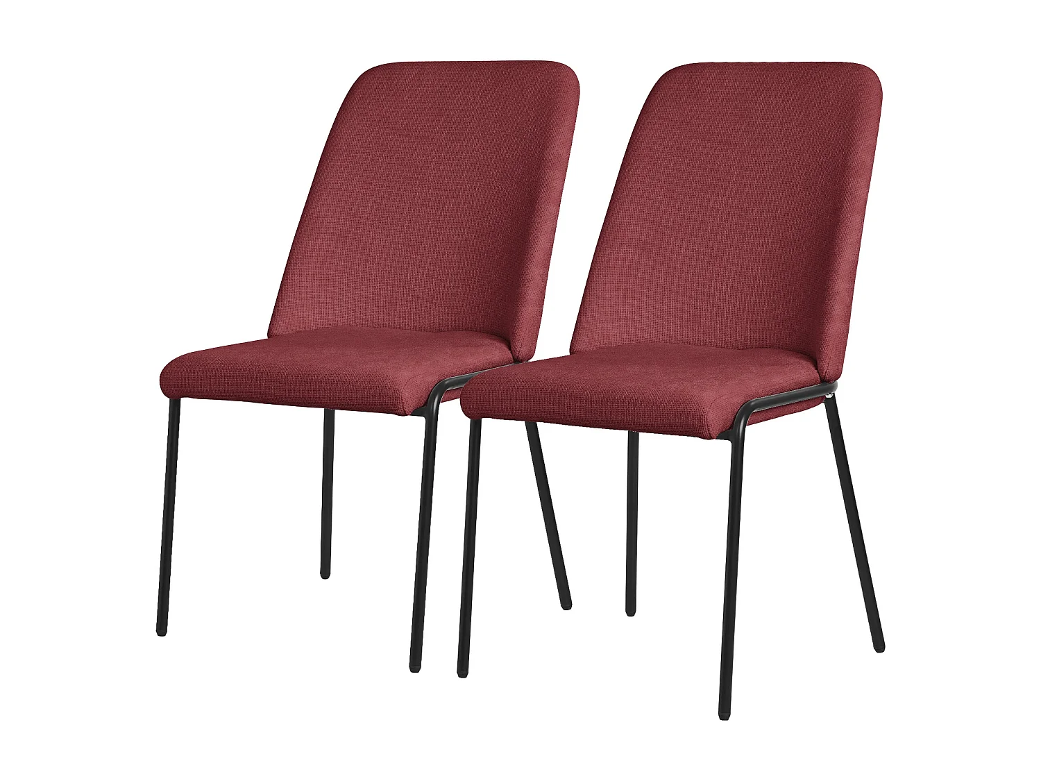 ML-Design 2x Sillas de comedor rojas poliéster tapizado con patas de metal asiento acolchado con respaldo diseño atemporal mueble ergonómico