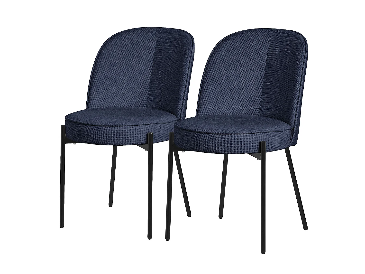 ML-Design 2 Sillas de comedor redondas azul oscuro poliéster tapizado con patas de metal asiento acolchado con respaldo diseño atemporal ergonómico