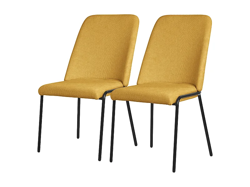 Lot de 2 chaises de salle à manger moutarde en polyester pieds en métal dossier ergonomique assise rembourrée sièges confortables pour cuisine salon