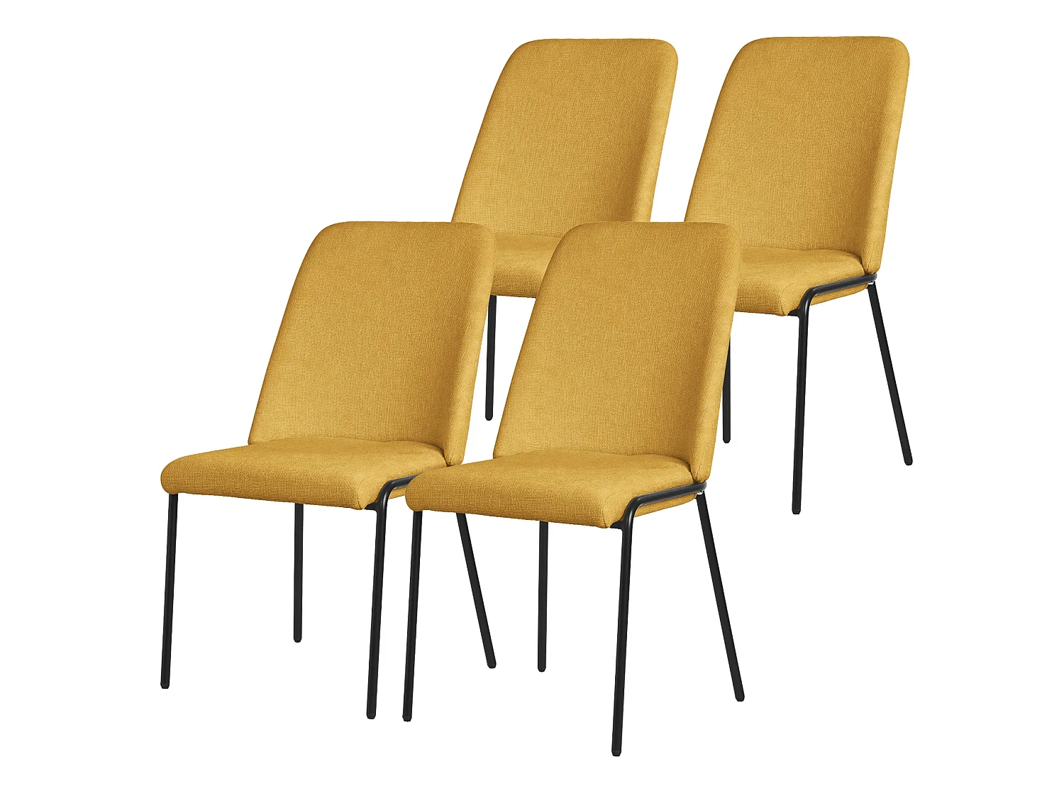 ML-Design 4x Sillas de comedor mostaza poliéster tapizado con patas de metal asiento acolchado con respaldo diseño atemporal mueble ergonómico