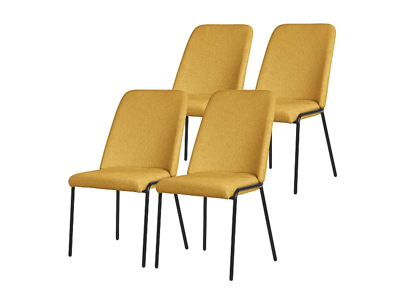ML-Design Set di 4 sedie da pranzo giallo senape in poliestere gambe in metallo, poltroncine imbottite per soggiorno e cucina, poltrone ergonomiche