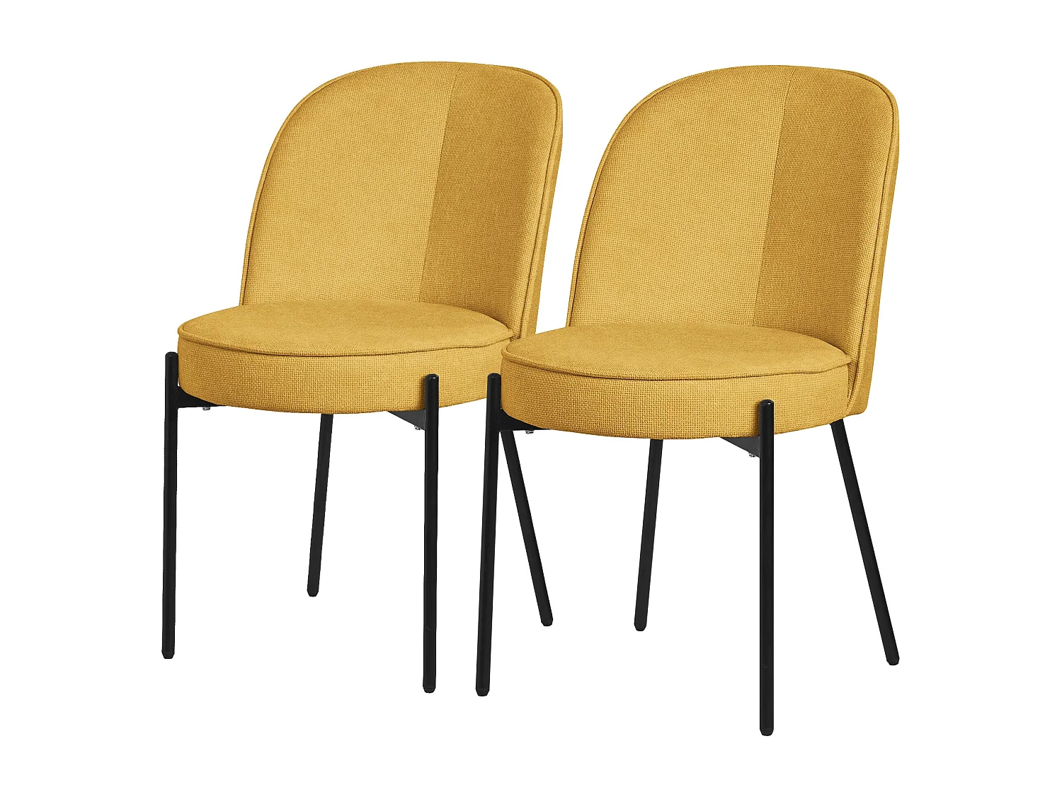 ML-Design 2 Sillas de comedor redondas mostaza poliéster tapizado con patas de metal asiento acolchado con respaldo diseño atemporal mueble ergonómico