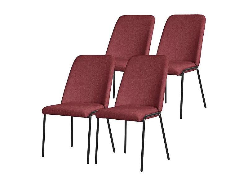 ML-Design Set di 4 sedie da pranzo rossa in poliestere gambe in metallo, poltroncine imbottite per soggiorno e cucina, poltrone ergonomiche reception
