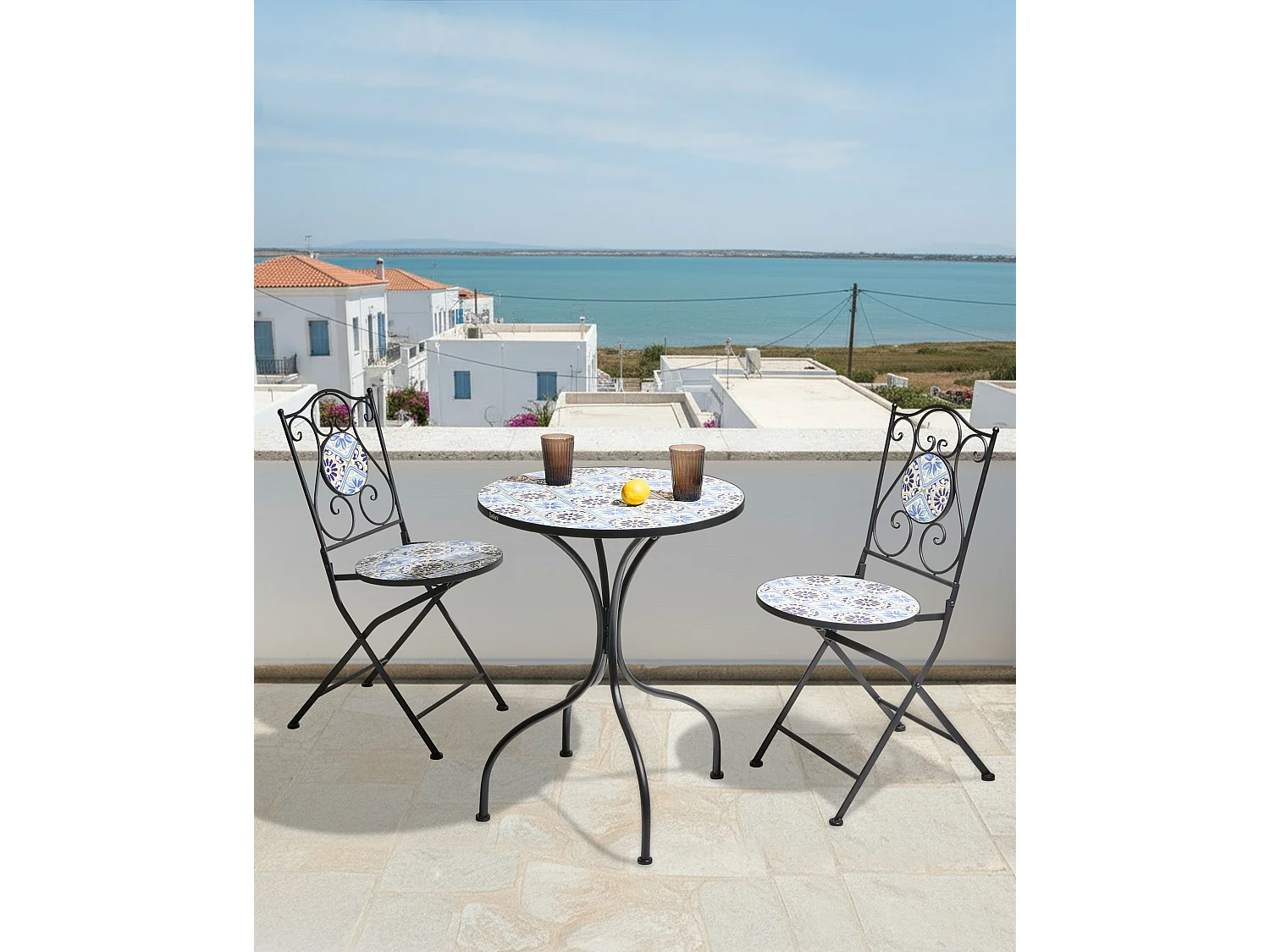 Lot de 2 chaises de jardin AGGIUS Pliant Métal Bleu