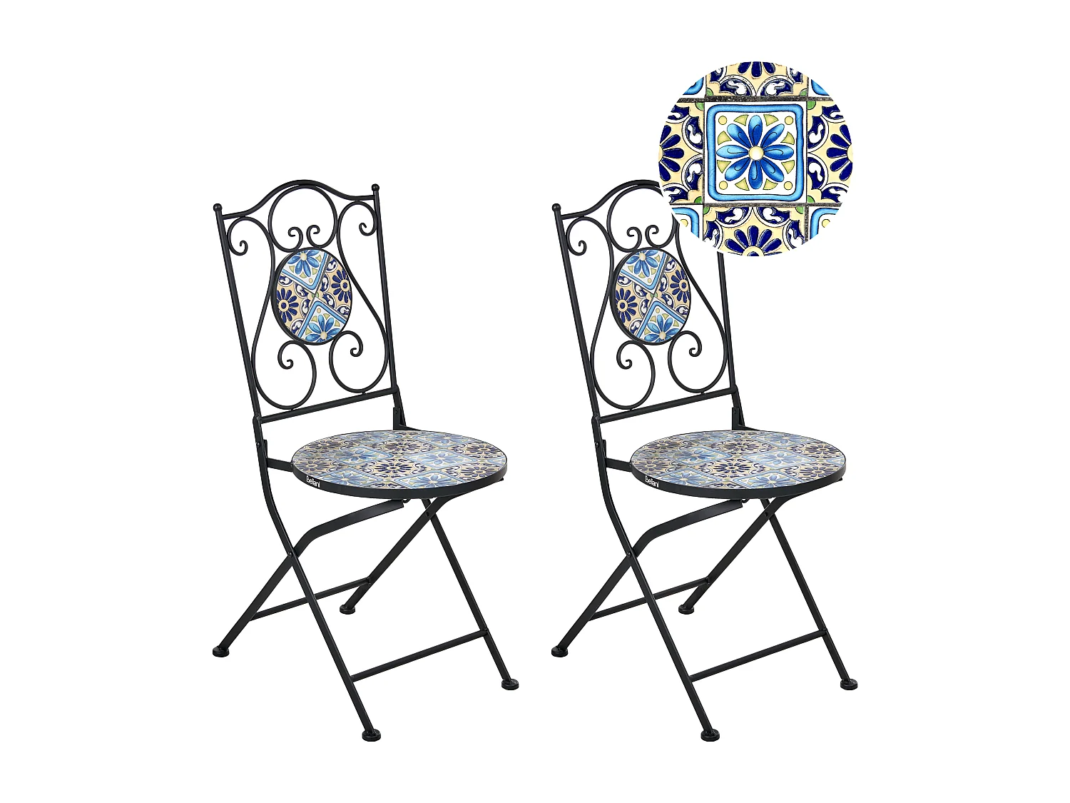 Lot de 2 chaises de jardin AGGIUS Pliant Métal Noir