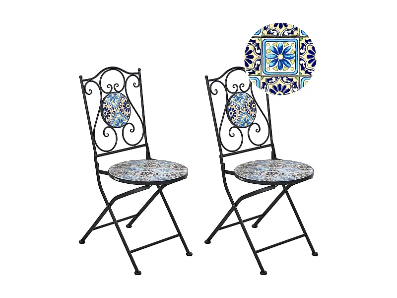 Lot de 2 chaises de jardin AGGIUS Pliant Métal Noir