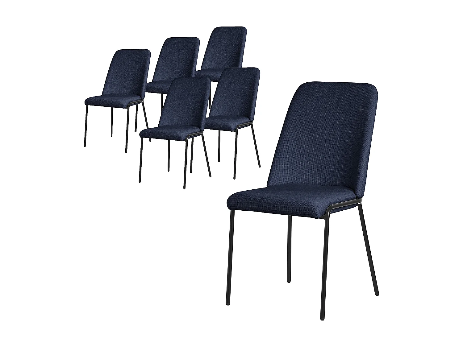 ML-Design 6x Sillas de comedor azul oscuro poliéster tapizado con patas de metal asiento acolchado con respaldo diseño atemporal mueble ergonómico