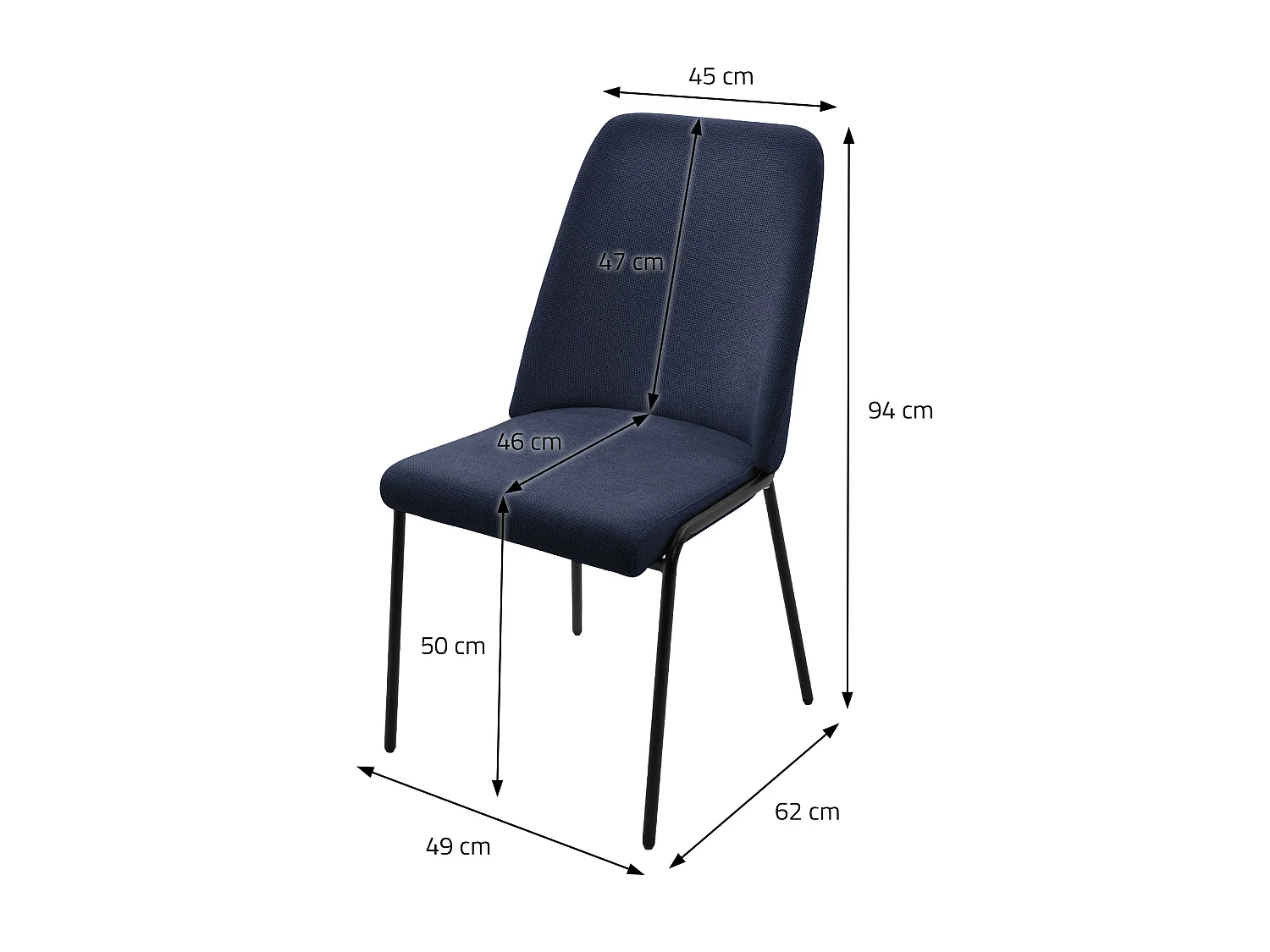 ML-Design 6x Sillas de comedor azul oscuro poliéster tapizado con patas de metal asiento acolchado con respaldo diseño atemporal mueble ergonómico