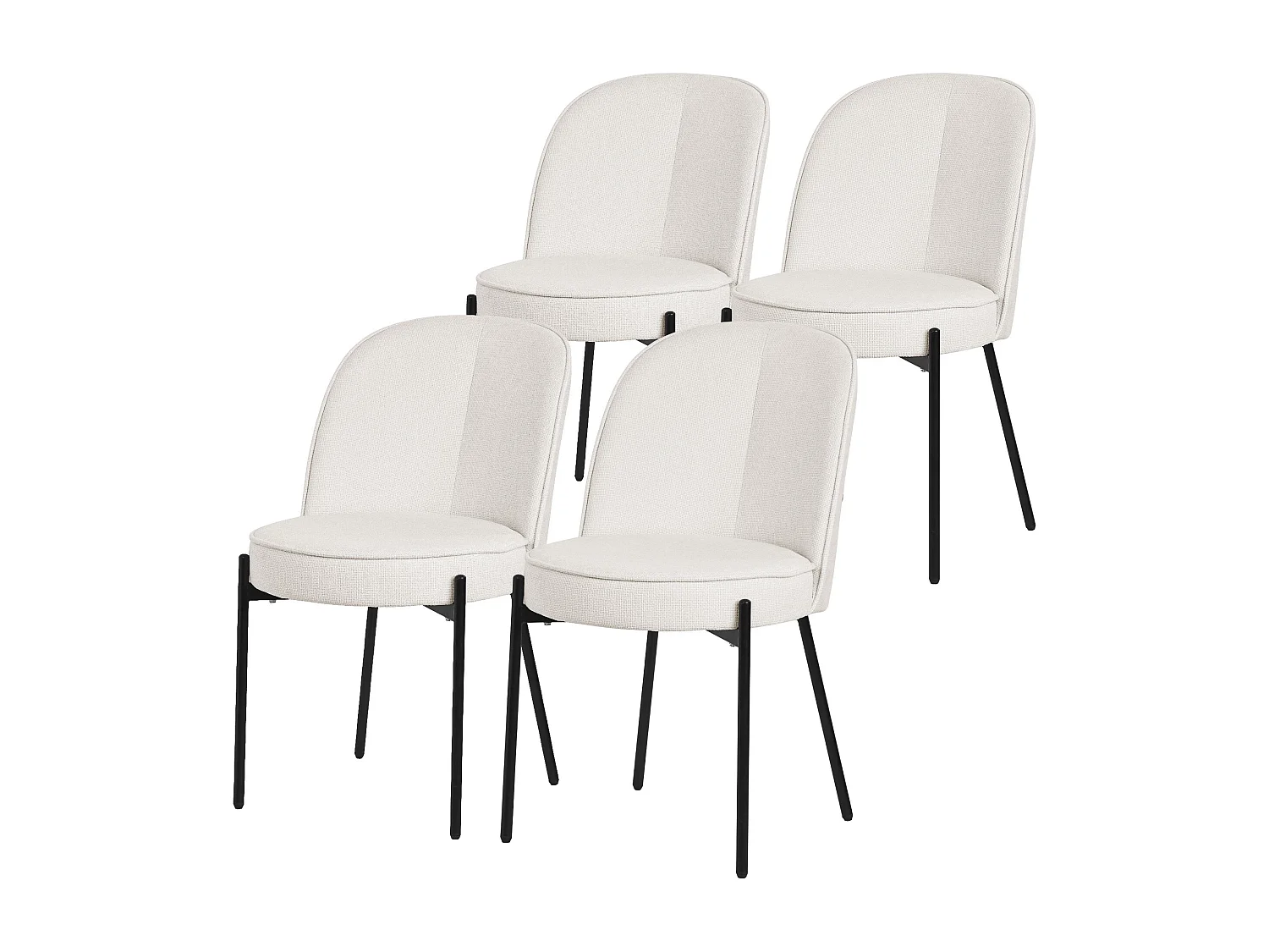 ML-Design Set di 4 sedie da pranzo beige in poliestere, gambe in metallo, schienale semi-rotondo, poltroncine imbottite per cucina, poltrone reception