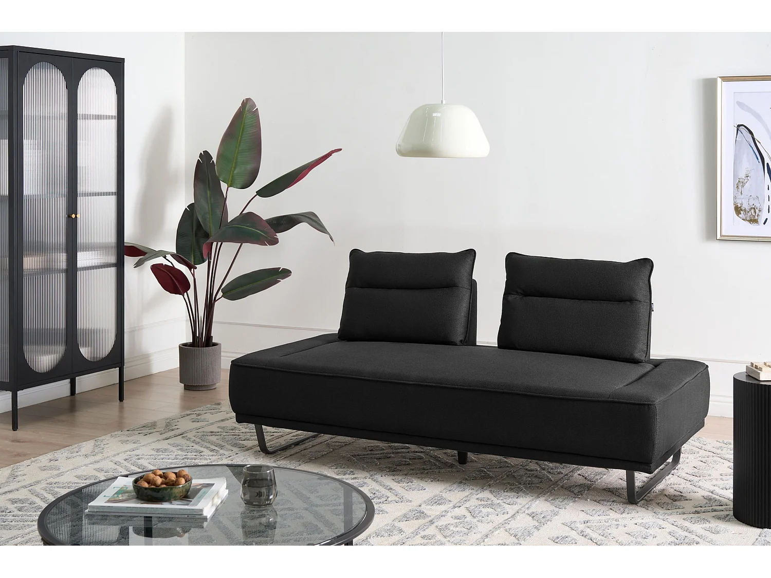 Canapé 3 places FAXEN Tissu Noir