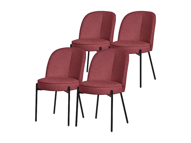 ML-Design 4 Sillas de comedor redondas rojas poliéster tapizado con patas de metal asiento acolchado con respaldo diseño atemporal mueble ergonómico
