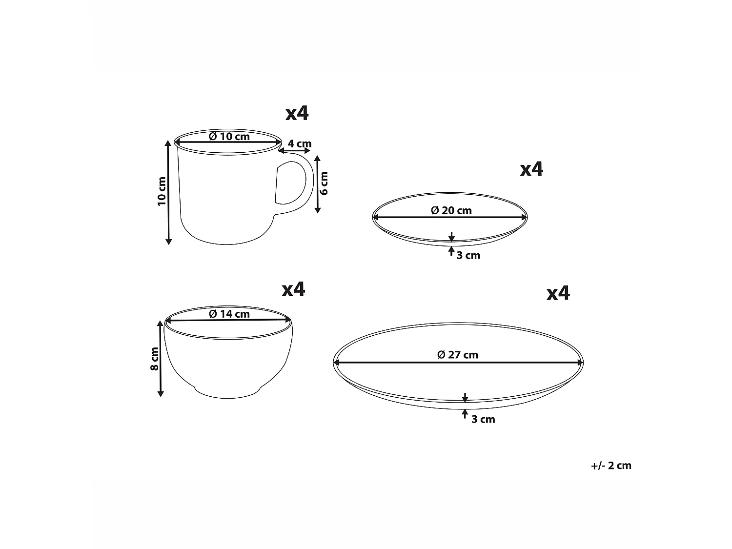 Set de 16 couverts de table CINNAMON Grès Blanc cassé