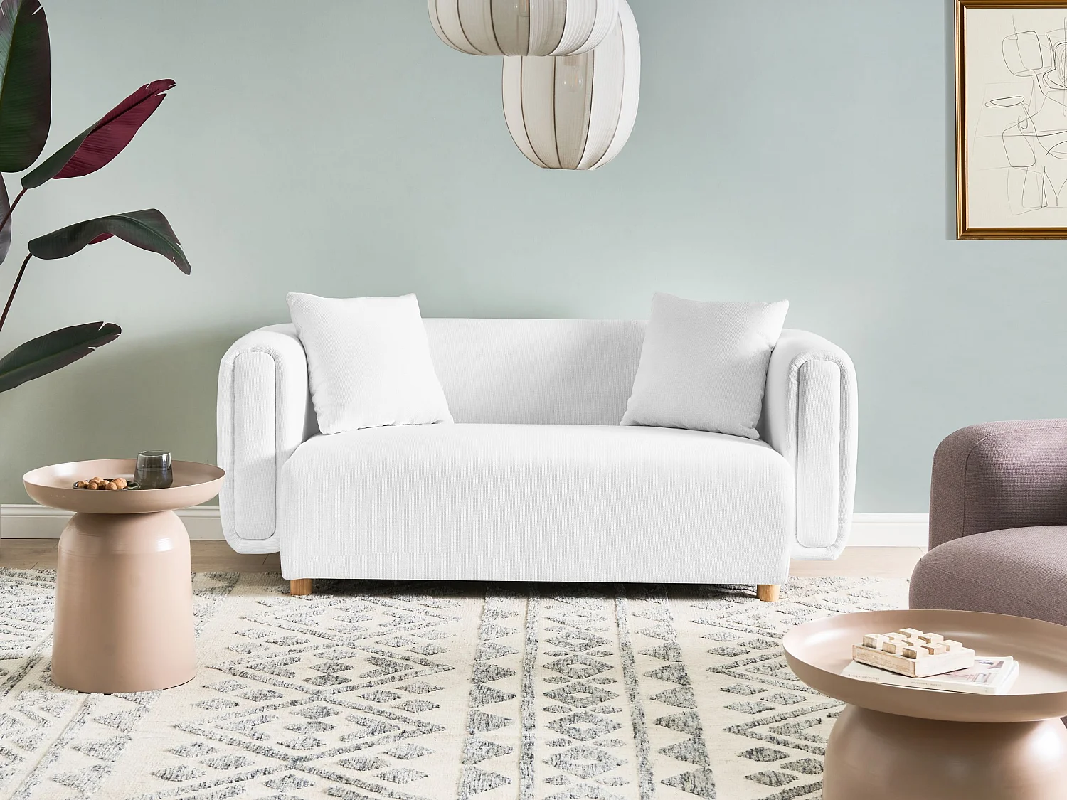 Canapé 2 places LILLEROD Tissu Blanc