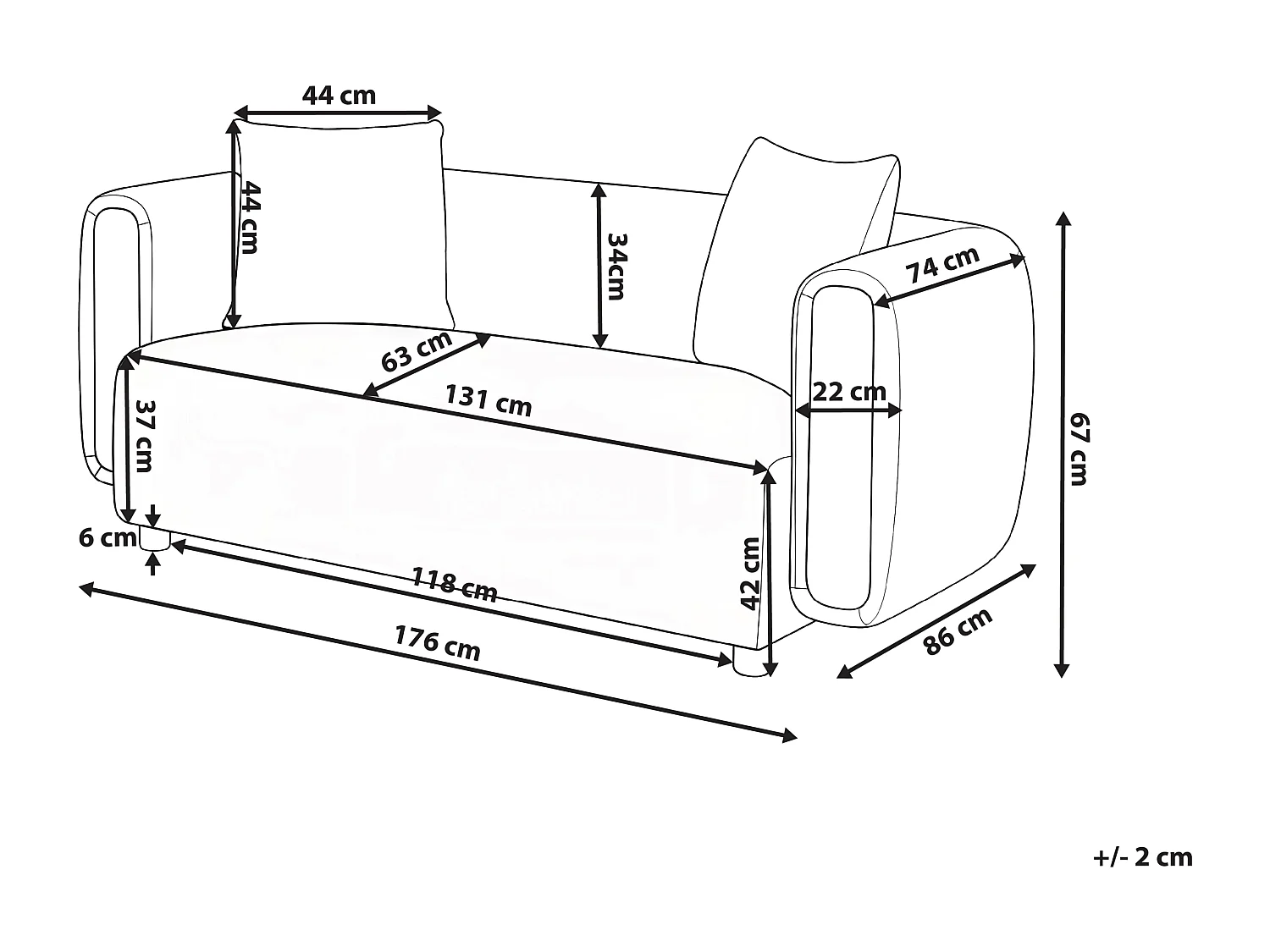 Canapé 2 places LILLEROD Tissu Blanc