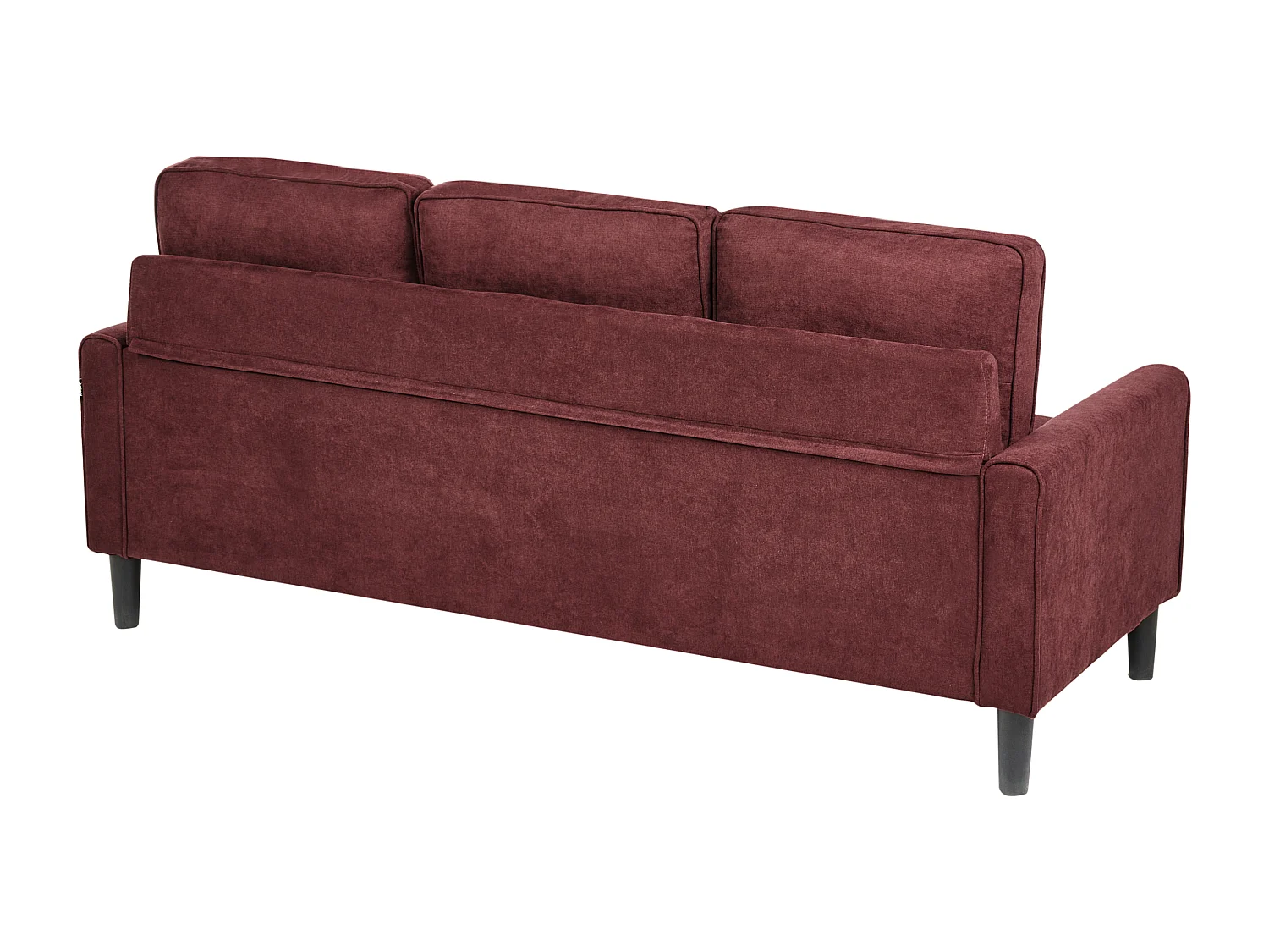 Canapé 3 places AVESTA Tissu Rouge Bordeaux avec ottoman