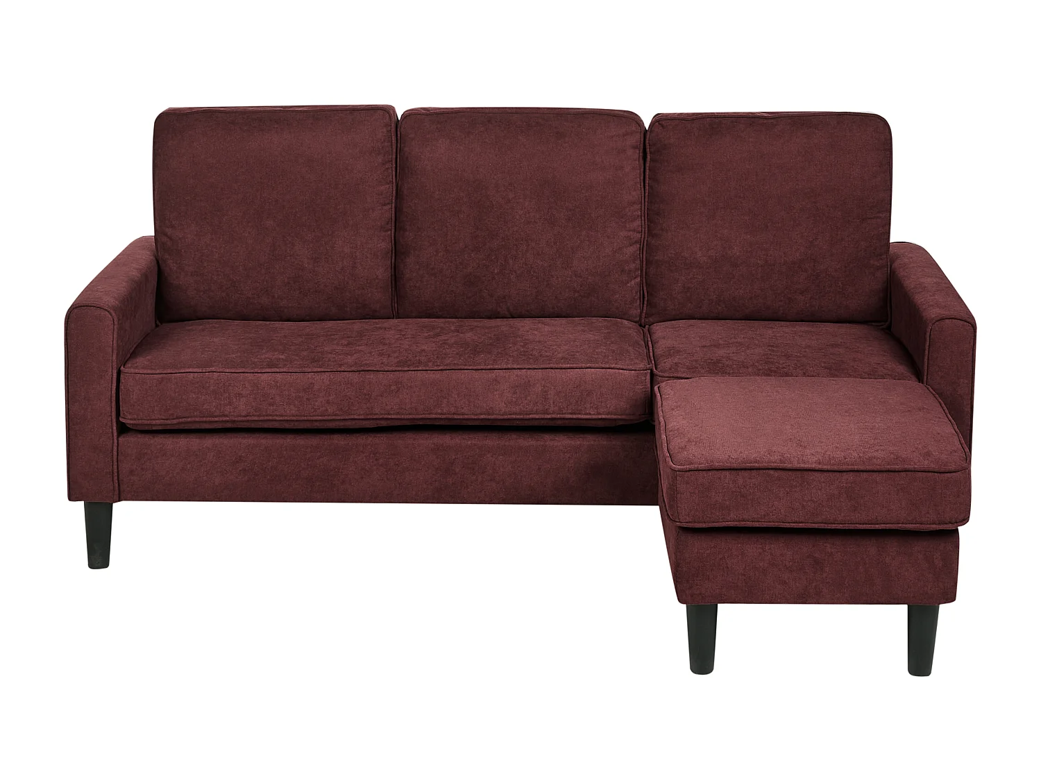 Canapé 3 places AVESTA Tissu Rouge Bordeaux avec ottoman