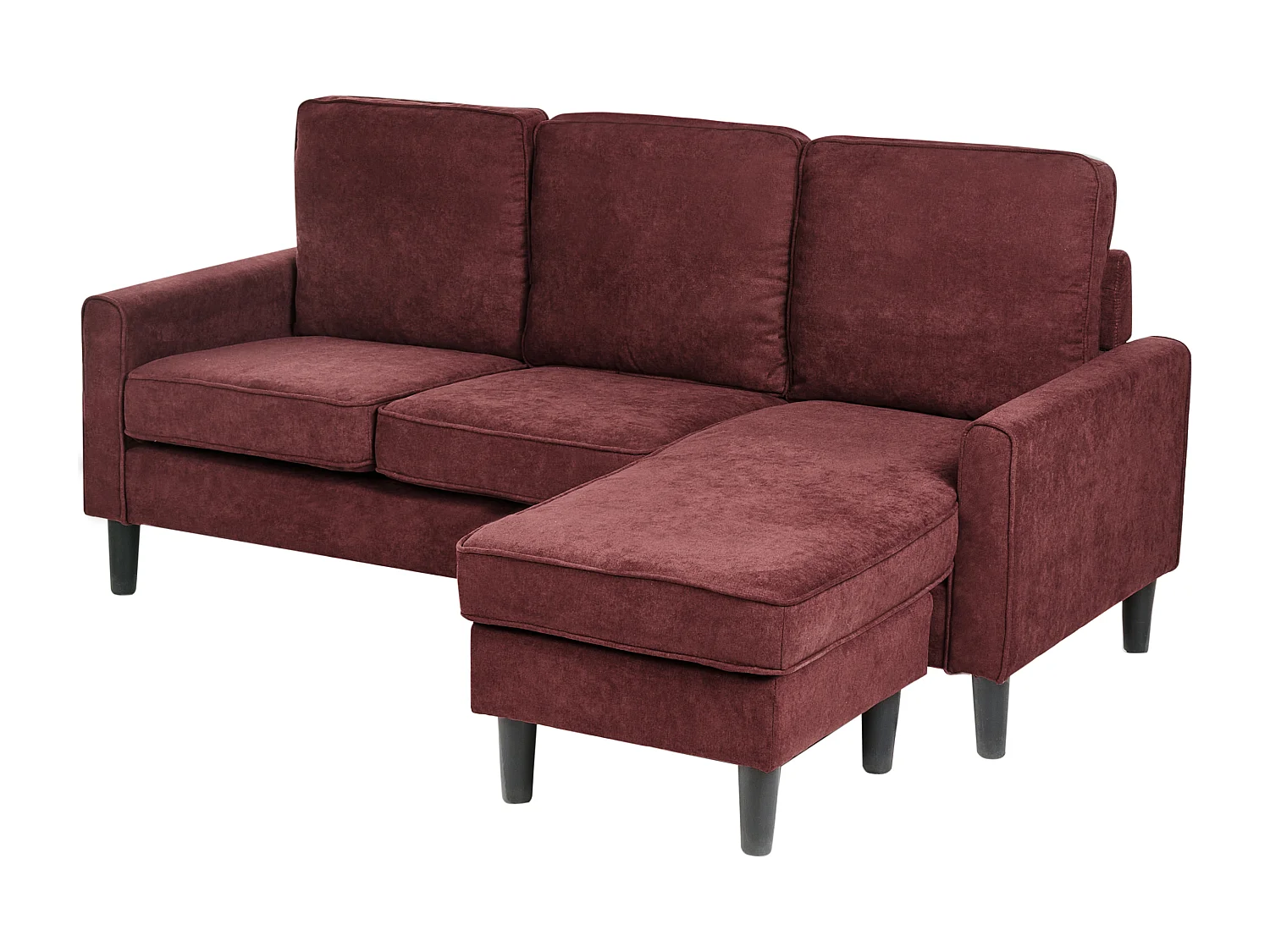 Canapé 3 places AVESTA Tissu Rouge Bordeaux avec ottoman