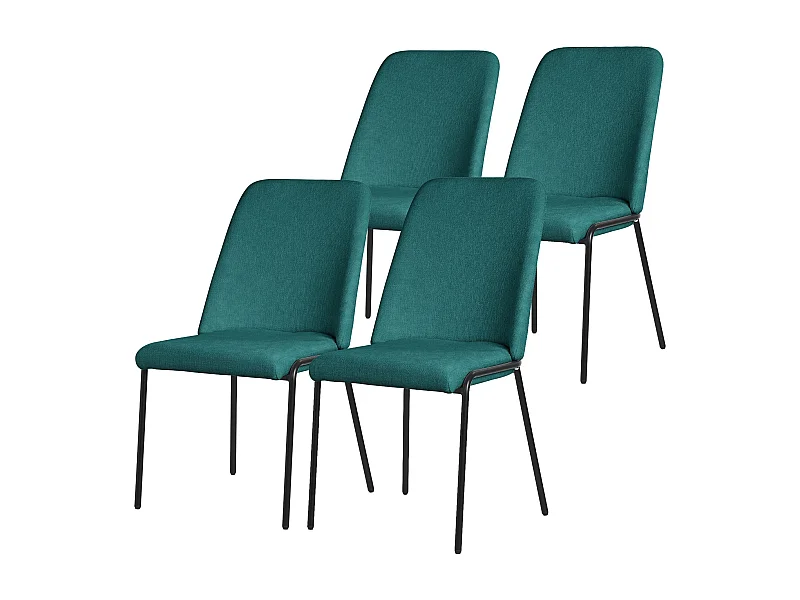 Lot de 4 chaises de salle à manger pétrole en polyester pieds en métal dossier ergonomique assise rembourrée sièges confortables pour cuisine salon