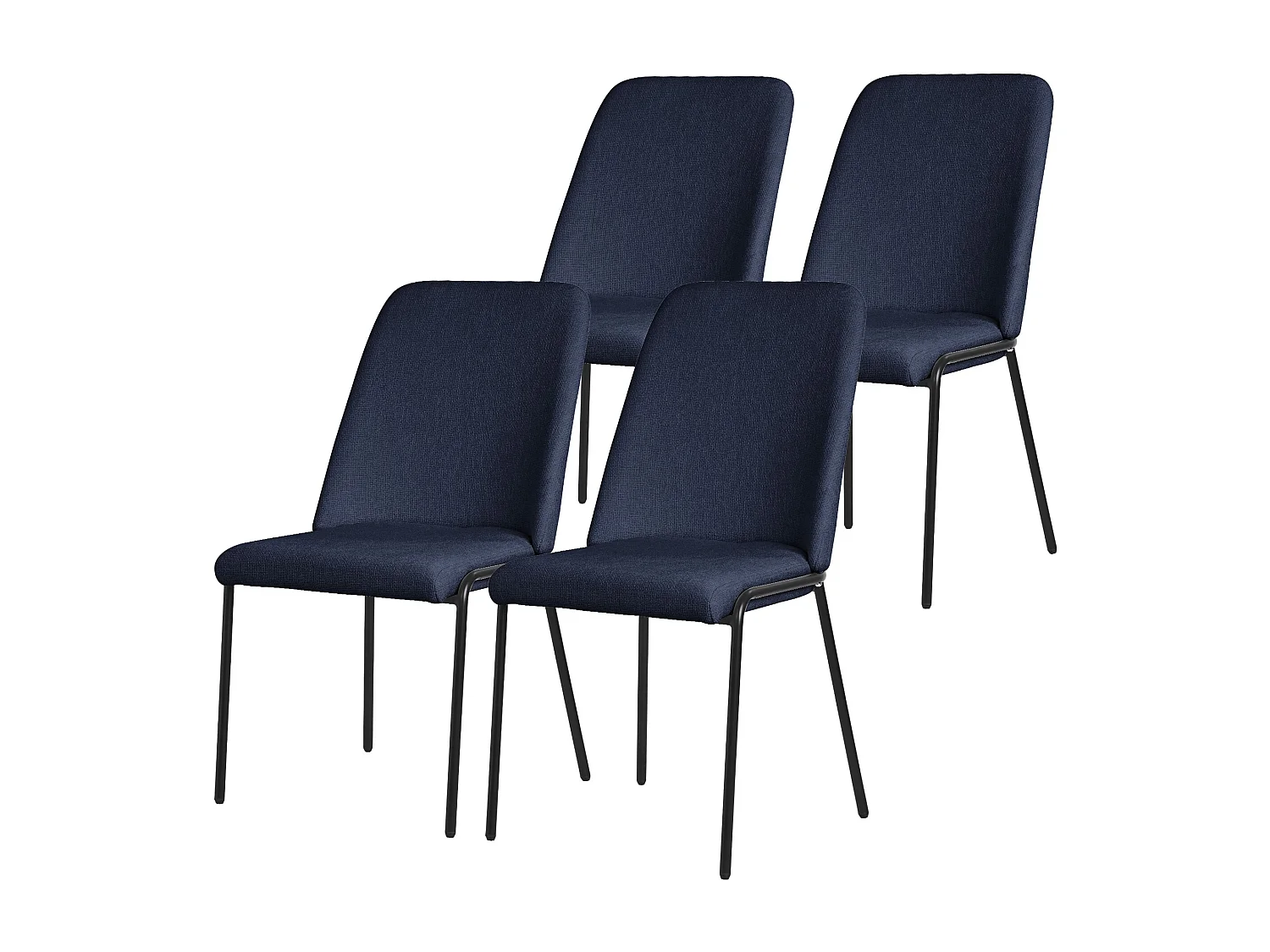 ML-Design 4x Sillas de comedor azul oscuro poliéster tapizado con patas de metal asiento acolchado con respaldo diseño atemporal mueble ergonómico