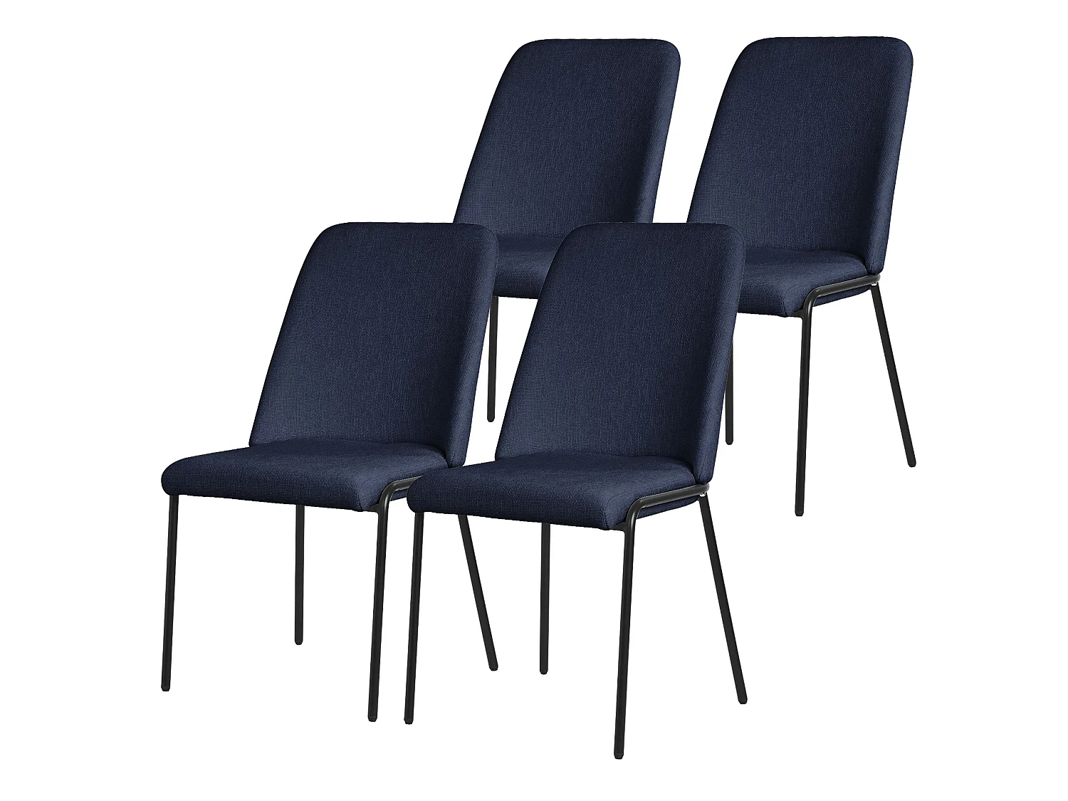 ML-Design 4x Sillas de comedor azul oscuro poliéster tapizado con patas de metal asiento acolchado con respaldo diseño atemporal mueble ergonómico