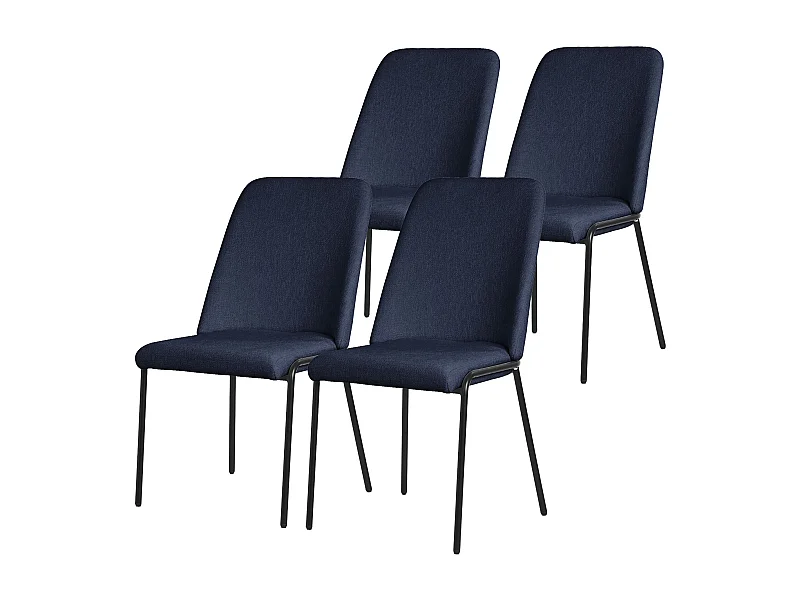 ML-Design 4x Sillas de comedor azul oscuro poliéster tapizado con patas de metal asiento acolchado con respaldo diseño atemporal mueble ergonómico