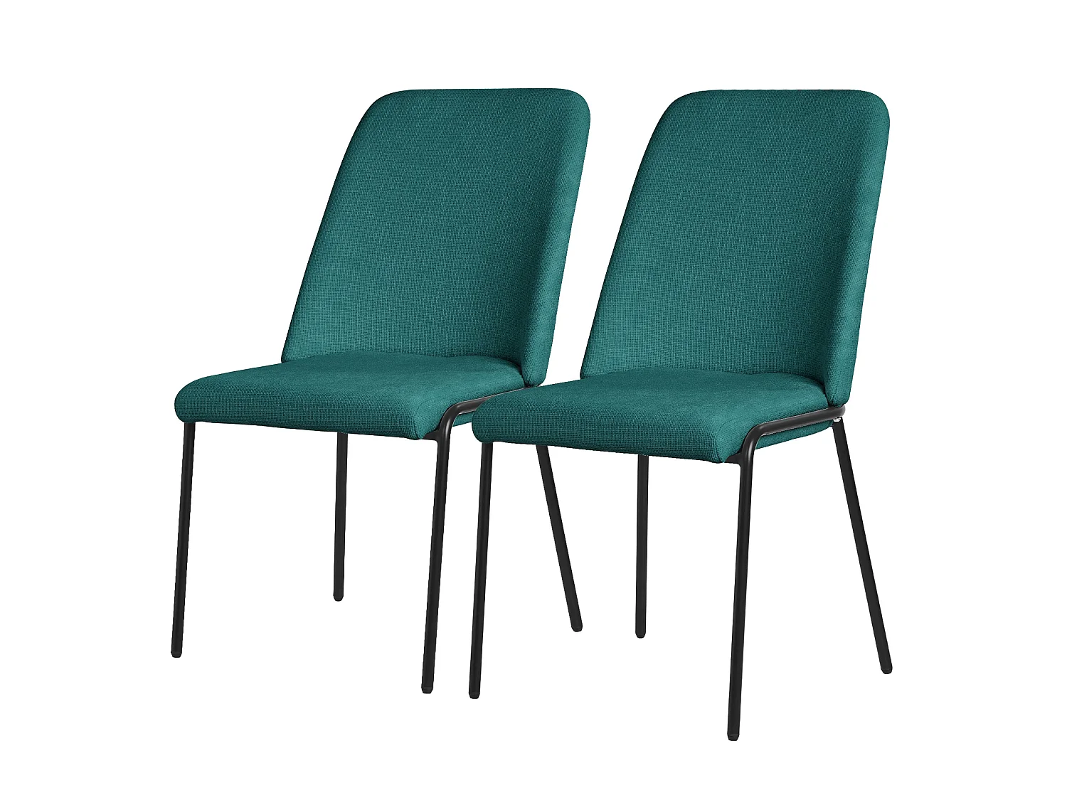 Lot de 2 chaises de salle à manger pétrole en polyester pieds en métal dossier ergonomique assise rembourrée sièges confortables pour cuisine salon