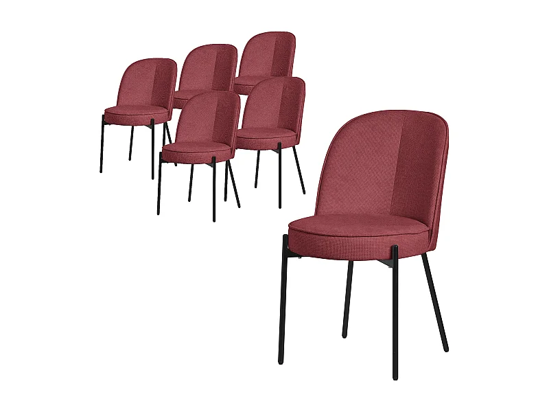 ML-Design Set di 6 sedie da pranzo rossa in poliestere, gambe in metallo, schienale semi-rotondo, poltroncine imbottite per cucina, poltrone reception