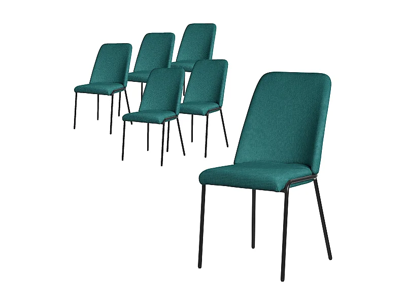 ML-Design 6x Sillas de comedor petróleo poliéster tapizado con patas de metal asiento acolchado con respaldo diseño atemporal mueble ergonómico