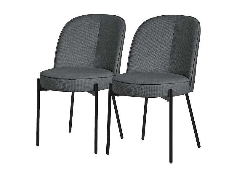 ML-Design 2 Sillas de comedor redondas antracita poliéster tapizado con patas de metal asiento acolchado con respaldo diseño atemporal ergonómico