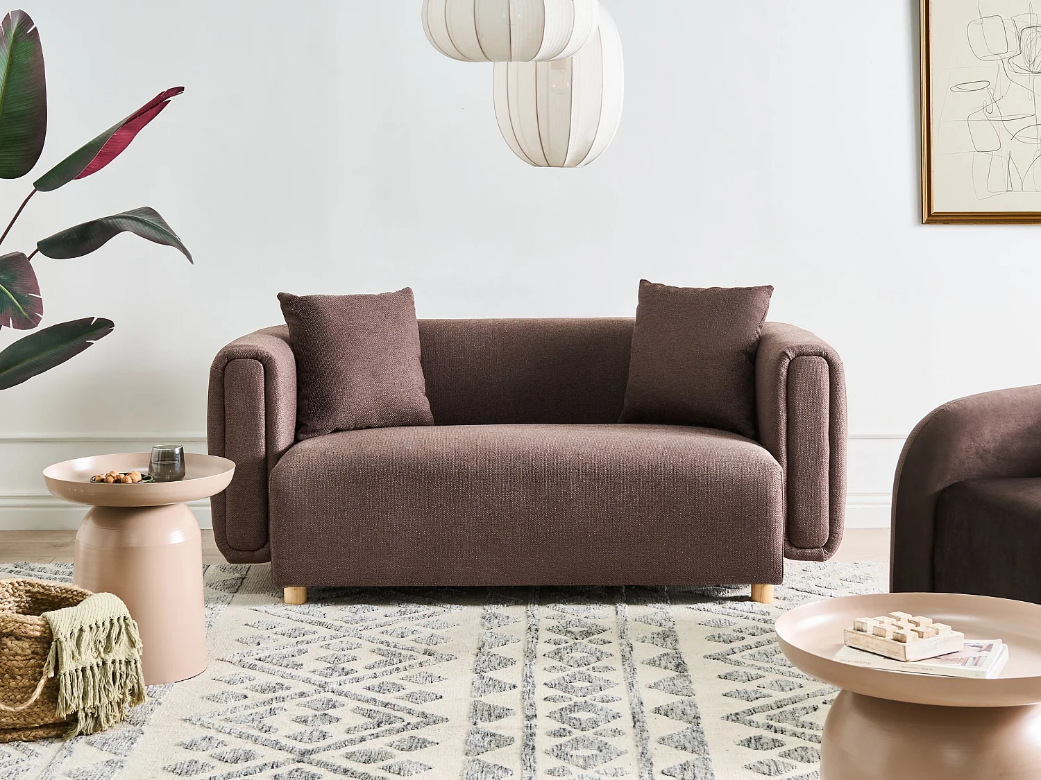 Canapé 2 places LILLEROD Tissu Marron foncé