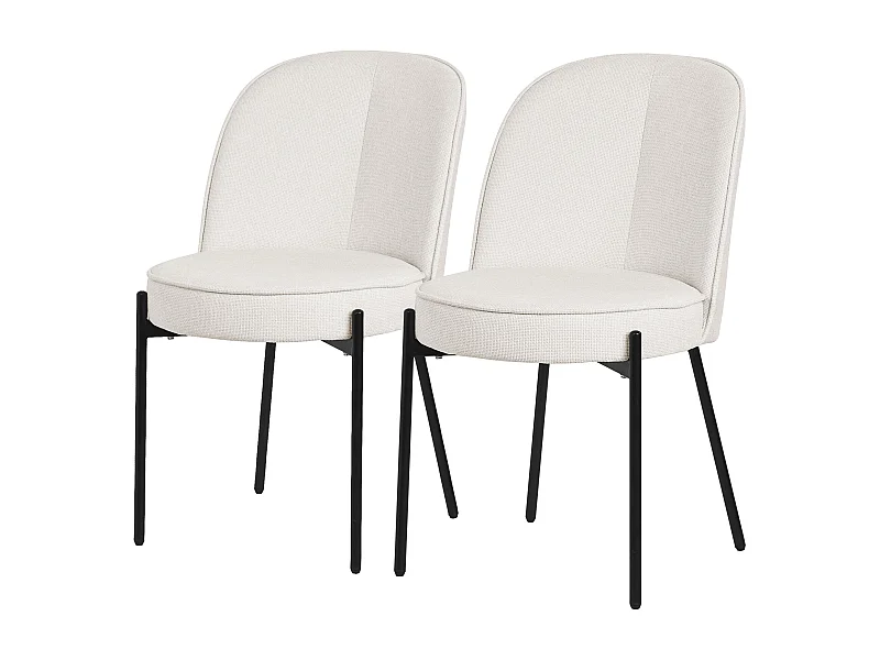 ML-Design Set di 2 sedie da pranzo beige in poliestere, gambe in metallo, schienale semi-rotondo, poltroncine imbottite per cucina, poltrone reception