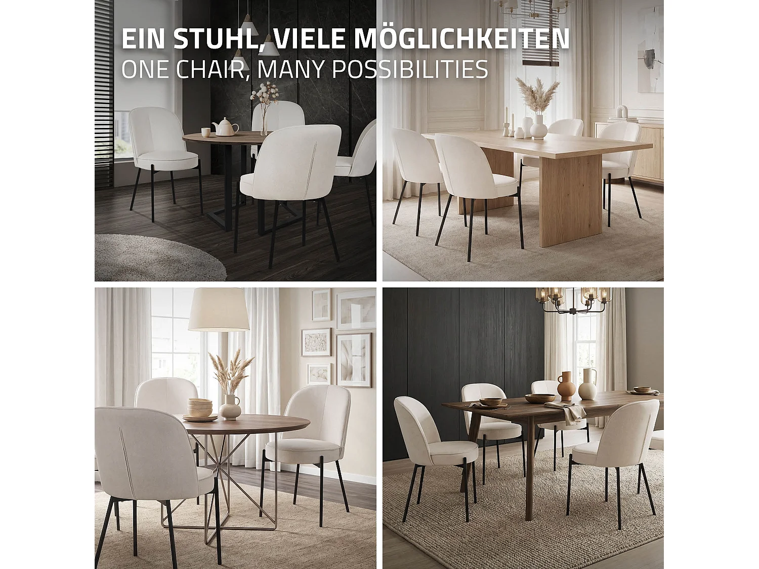 Lot de 2 chaises de salle à manger beige en polyester pieds en métal dossier arrondi ergonomique assise rembourrée sièges pour cuisine et salon