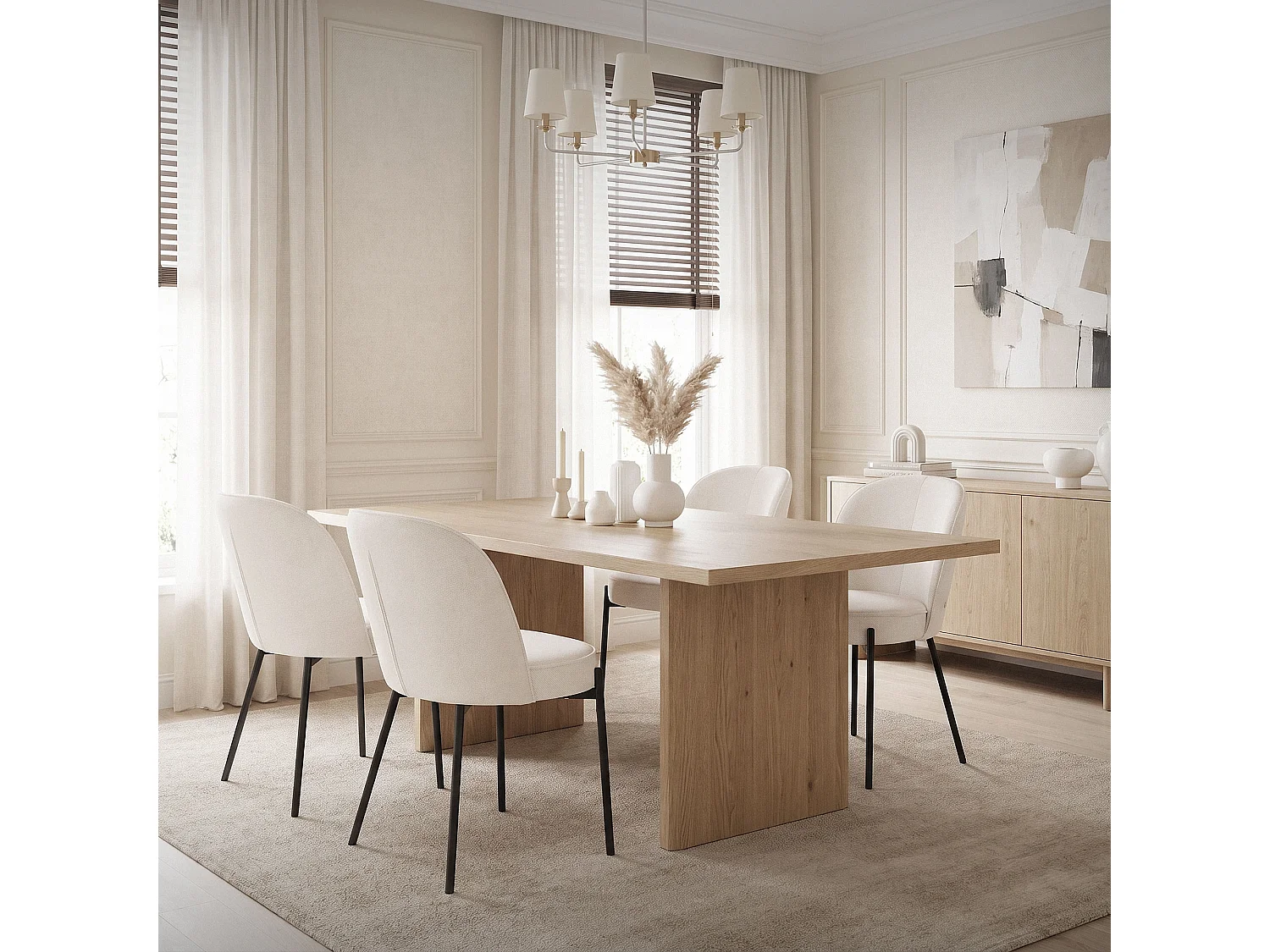 Lot de 2 chaises de salle à manger beige en polyester pieds en métal dossier arrondi ergonomique assise rembourrée sièges pour cuisine et salon
